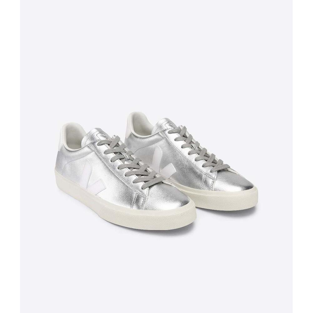 Veja CAMPO CHROMEFREE Low Tops Sneakers Dames Zilver | BE 600AHK